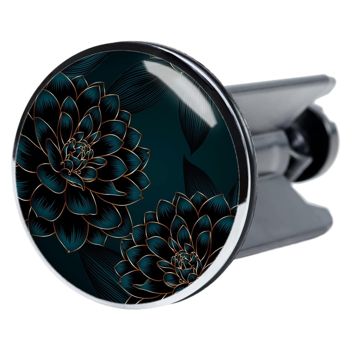 WASCHBECKENSTÖPSEL Dahlien - Blau, Kunststoff/Metall (4/7/7cm) - Sanilo