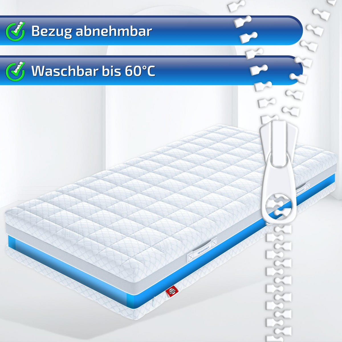 TASCHENFEDERKERNMATRATZE Hamburg Deluxe 100x200 cm Höhe 23 cm H2 - Weiß, Textil (100/200cm) - Matratzen Perfekt