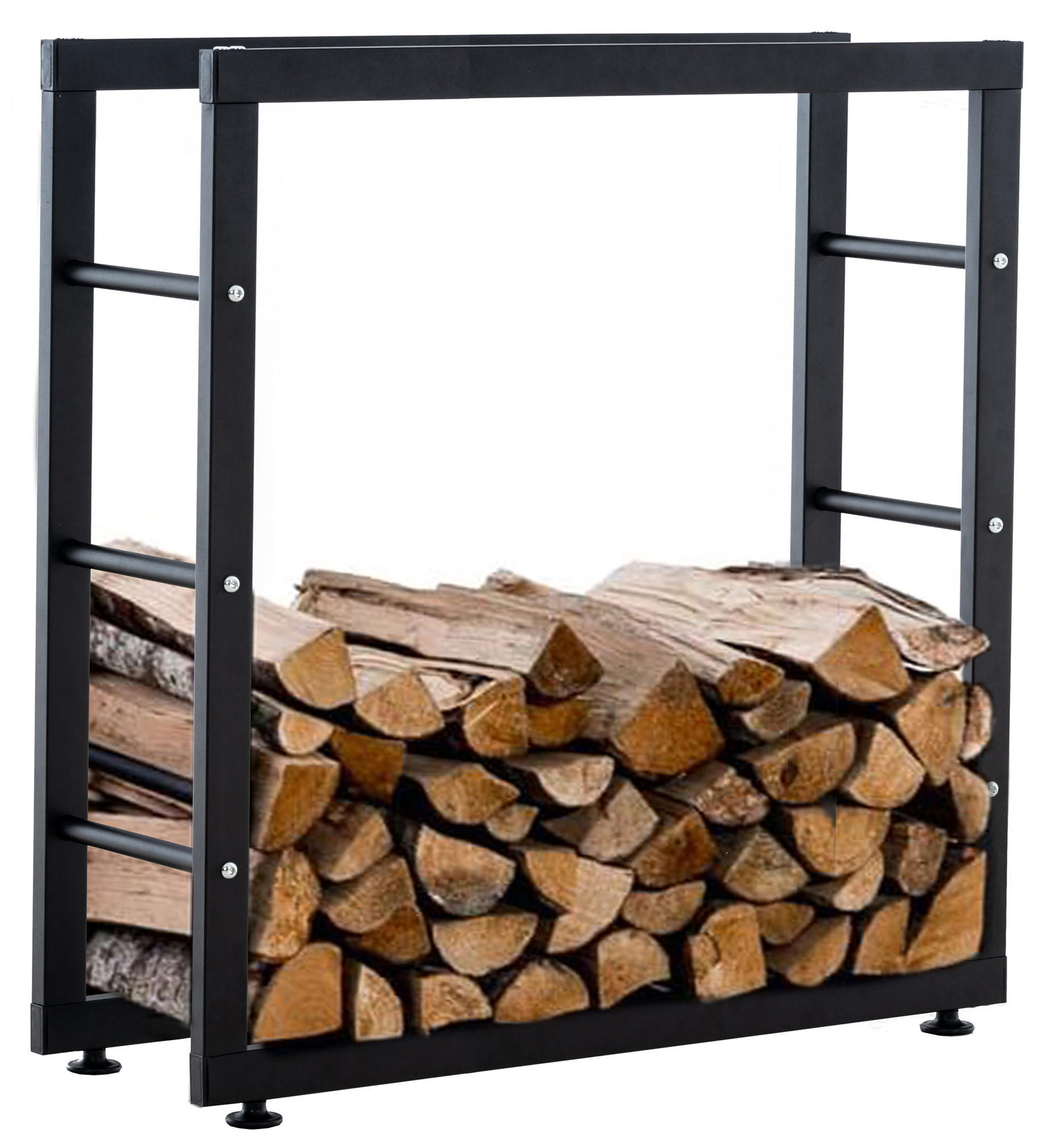 KAMINHOLZSTÄNDER Kerry-II, 25x80x80 Schwarz - Schwarz, Metall (80/80/25cm) - TPFLiving