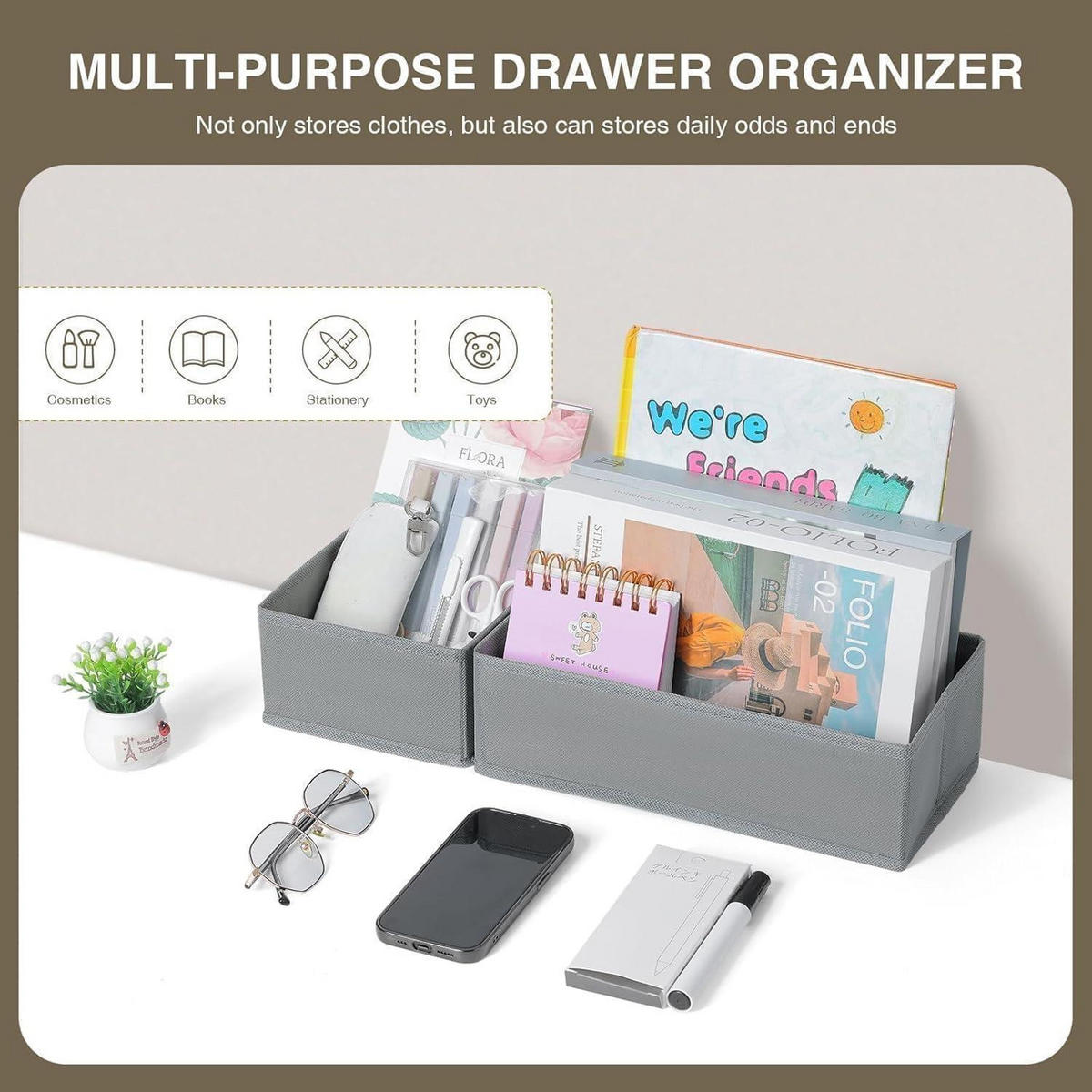 SCHUBLADEN Organizer für Kleiderschrank, 12-teiliges Set Grau - Grau, Textil (15/9/30cm)