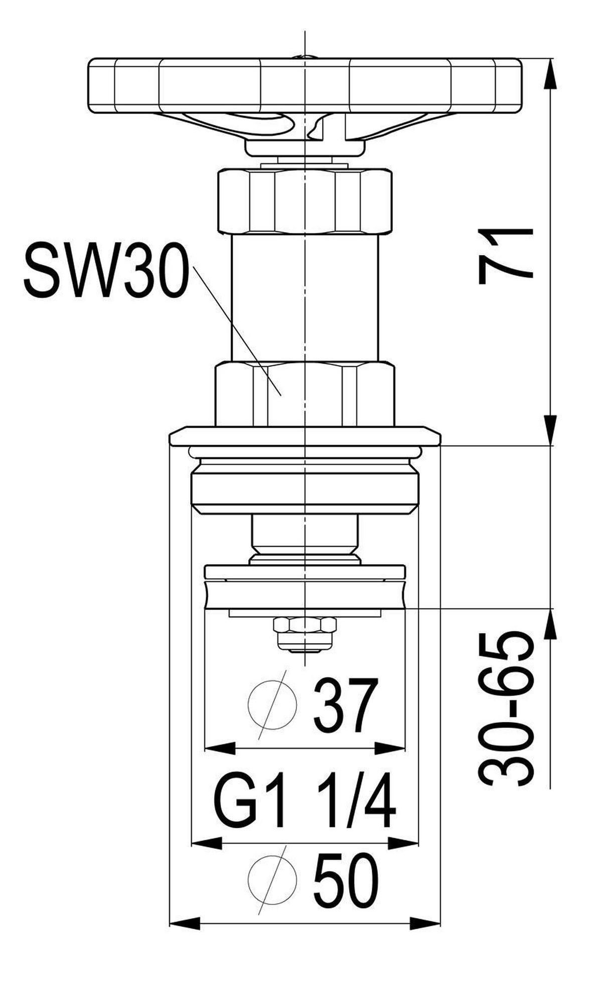 FETTKAMMER-OT F.FREISTROMVENT. DIN3502,N.ST.SP.,DN32,1 1/4",EPDM - Schwarz, Metall (10/18/30cm) - Schlösser Armaturen