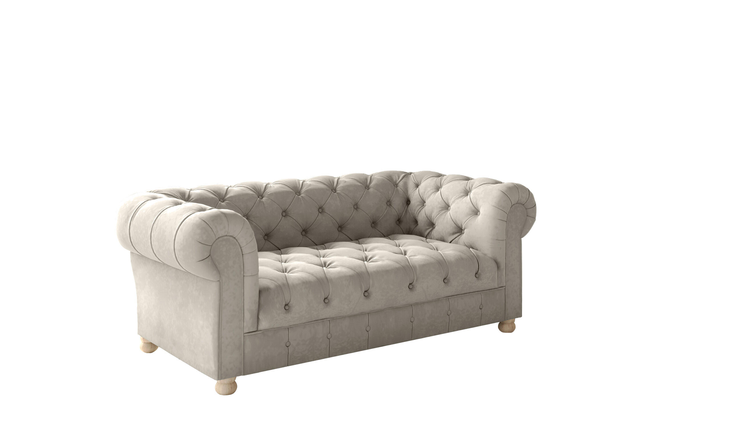 SOFA 2-Sitzer CHESTERFIELD Elegant Klassisch Schick Stoff Whisper Velours Creme - Creme, Holz/Textil (152/77/90cm) - Kaiser Möbel