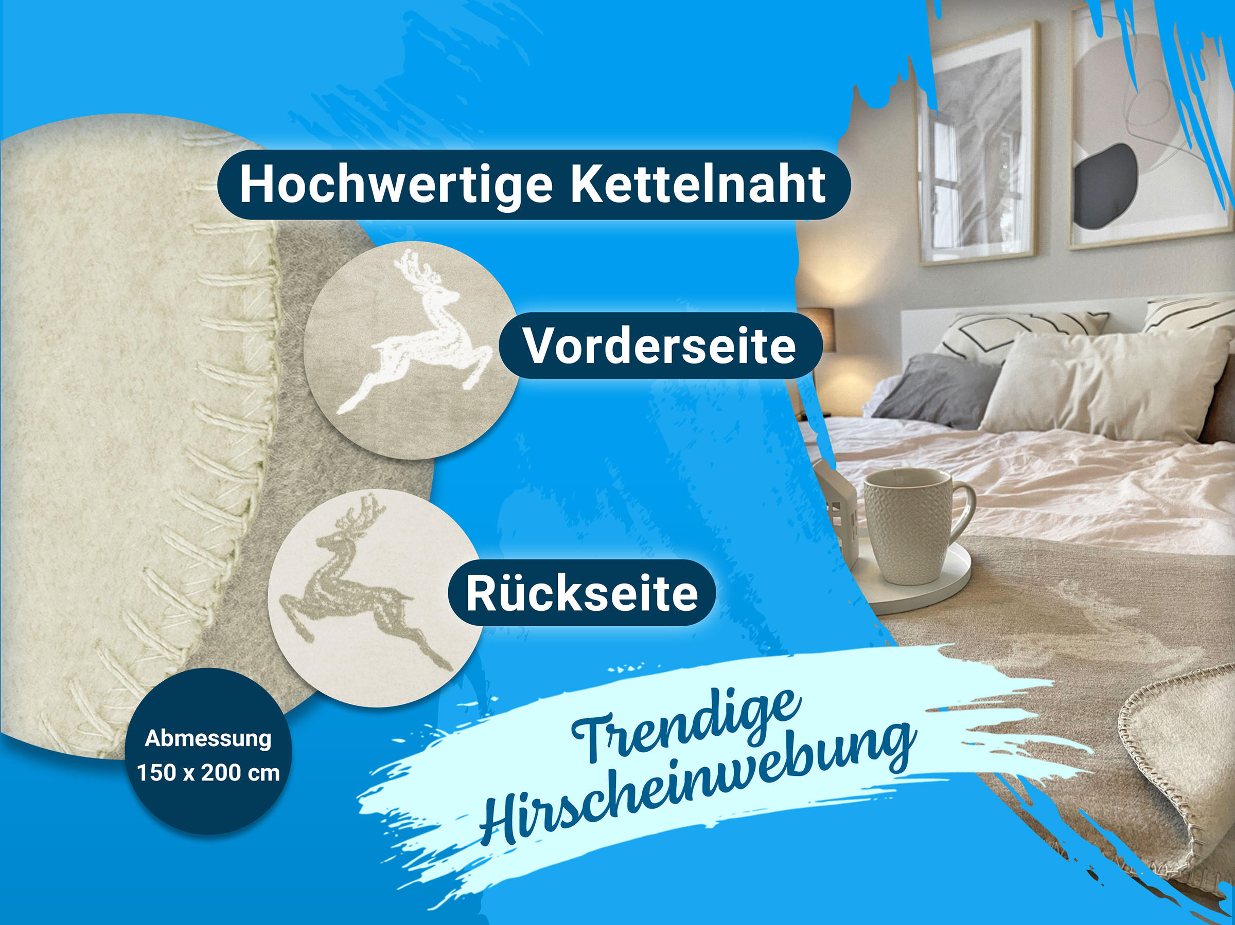 KUSCHELDECKE, 150x200 cm, 60% Baumwolle, 40% Polyacryl, Beige - Creme, Naturmaterialien (150/200cm) - Zollner