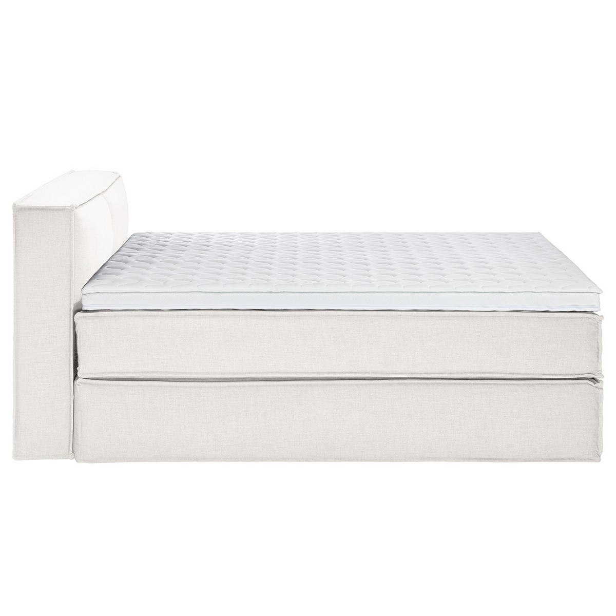BOXSPRINGBETT mit Kopfteil - Premium - Weiß, Textil (180/200cm) - home24