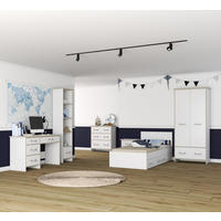 JUGENDZIMMER Solani in Weiß mit Sonoma Eiche 6 teilig mit Seilgriffen – Kinderzimmer Komplettset - Weiß, Holzwerkstoff (80/200/120cm)