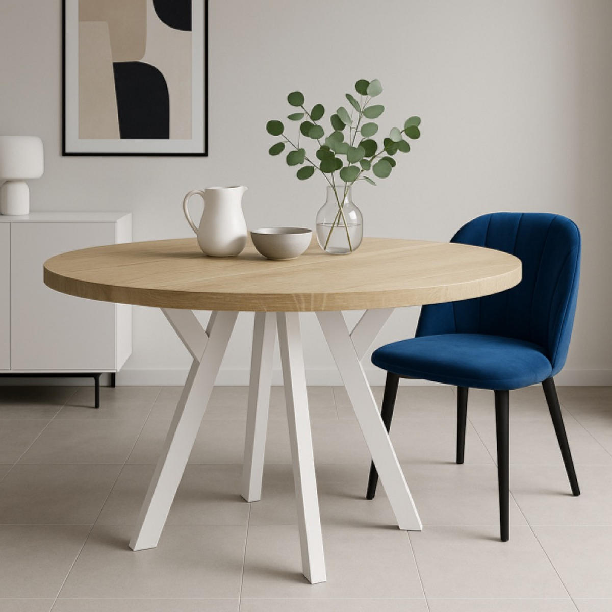 TISCH Weiß Sonoma Eiche Ausziehbar Rund 90/190 cm - Multicolor, Holzwerkstoff (190/90/76cm) - Sepro Meble