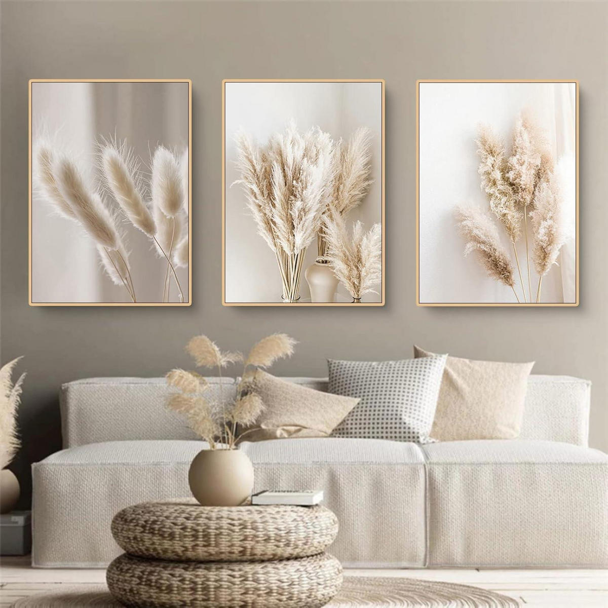 POSTER Set 3-teilig Schilf Natur 30x40 cm - Beige, Papier (30/0.1cm)
