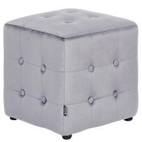 POUF WISCONSIN Samtstoff Grau - Lila, Textil (36/39/36cm) - Beliani