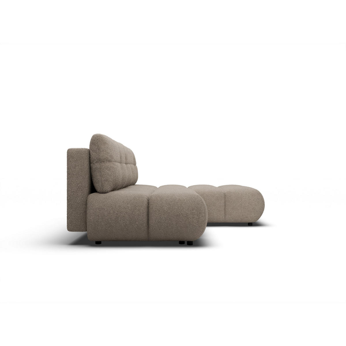 ECKSOFA CORSO R-S Grau Boucle-Stoff mit Schlaffunktion - Grau, Holz (230/177cm) - MASSENO