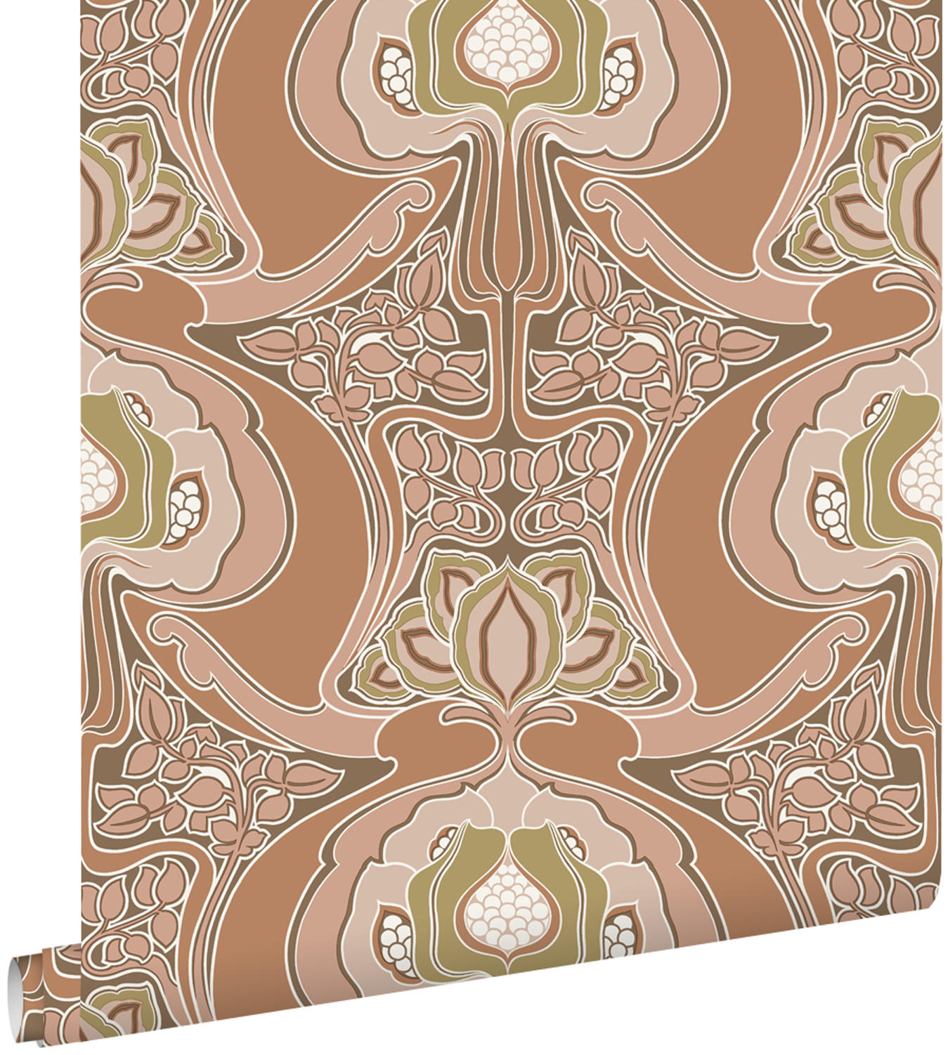 TAPETE Blumenmuster im Jugendstil 53 cm x 10.05 m - Terracotta, Papier (53/1000cm) - ESTAhome