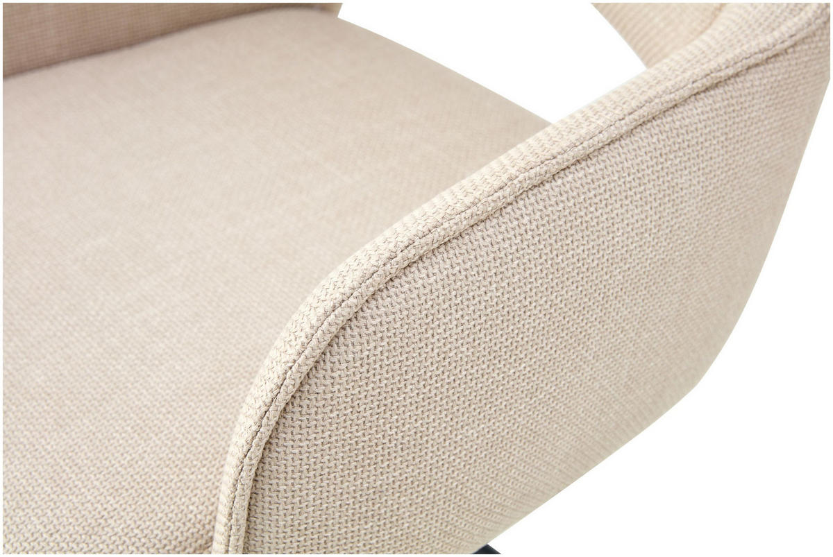 DREHSTUHL Jana creme 2er Set - Creme/Schwarz, Textil/Metall (57/91/64cm) - Xonox
