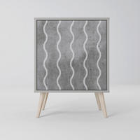 SIDEBOARD WAVES OF CONCRETE, Grau, 57,5x42x77,5 cm, Schräge Buchenholzfüße - Buchefarben/Multicolor, Holzwerkstoff/Buchenholz (57.5/77.5/42cm) - SpaceRebels