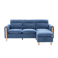 ECKSOFA DE-33940 mit Stauraumhocker und Seitentaschen Blau - Blau, Holz (77/201cm) - ComfortXL