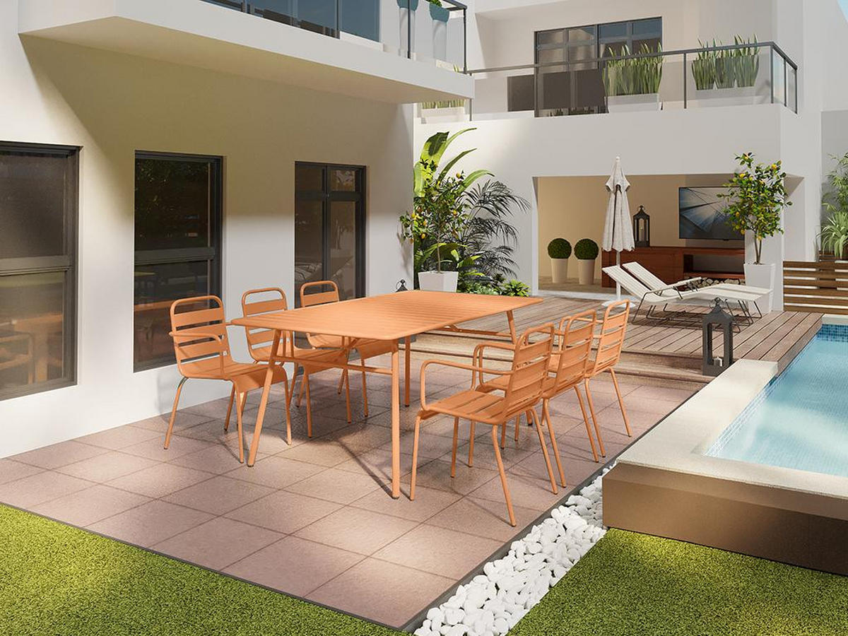 GARTENSESSEL stapelbar 2er-Set - Metall - Hellorange - MIRMANDE von MYLIA - Orange, Metall (59/79/56cm) - Vente-Unique