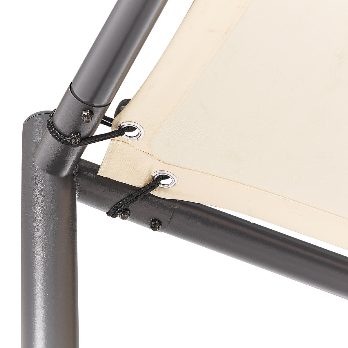 PERGOLA Stahl beige 282/294 cm Vimino - Beige/Schwarz, Kunststoff (282/282/294cm) - Beliani