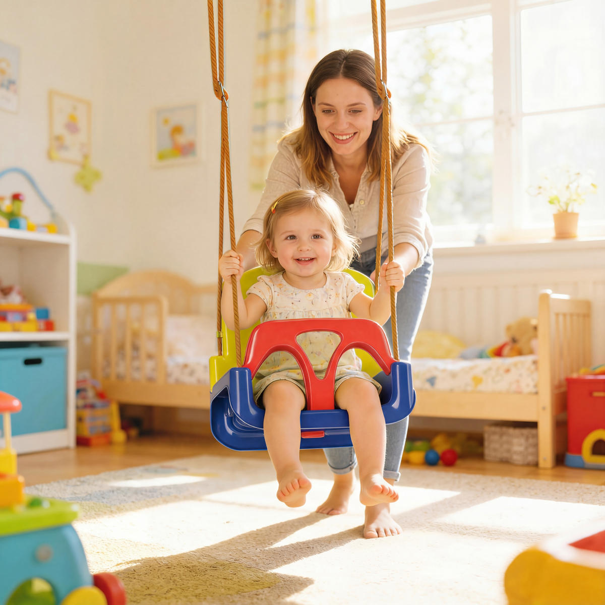 KINDERSCHAUKEL Rot, Blau, Gelb - Dunkelblau, Kunststoff (33/42cm) - Outsunny