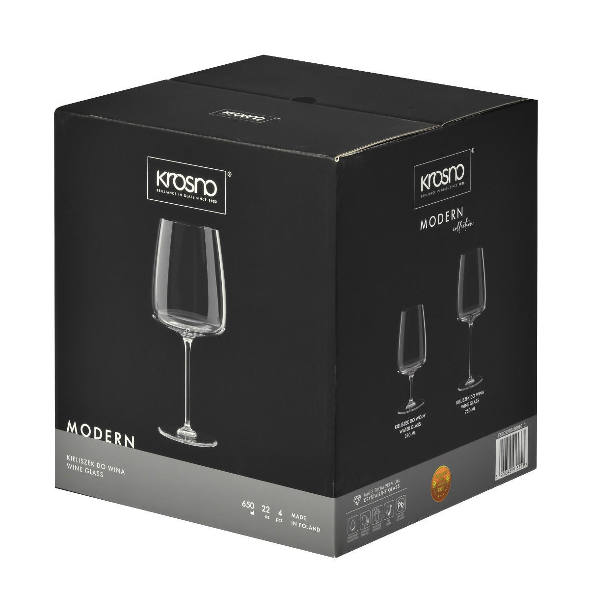 WEINGLÄSER MODERN, 4ER-SET, 650 ML - Transparent, Glas (0.65L) - Krosno Glass