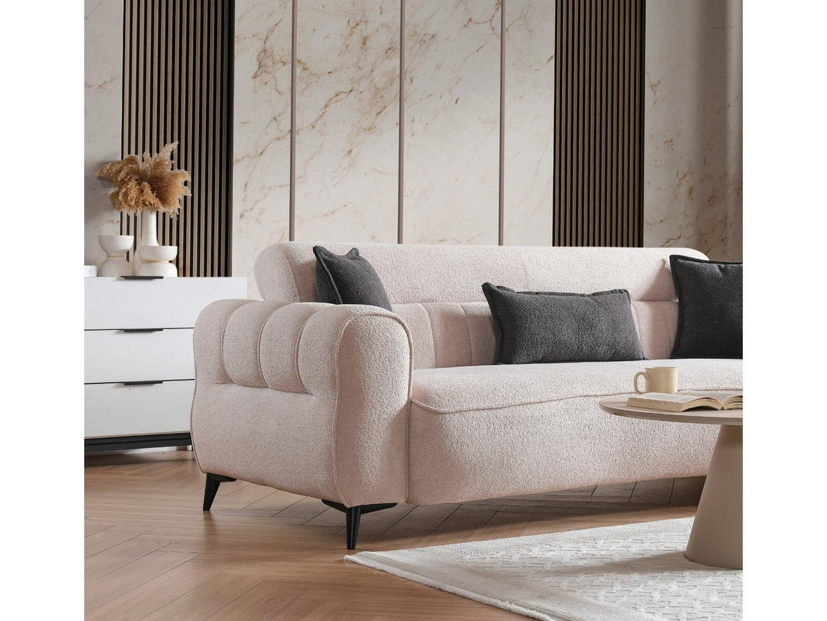 SITZGARNITUR Merida, Beige Stellvariante 3+2+1 - Beige, Holzwerkstoff/Kunststoff (247/87/108cm)