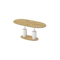 COUCHTISCH Eiche Natur Weiß Hochglanz oval ausziehbar höhenverstellbar - Eichefarben/Weiß Hochglanz, Holzwerkstoff (80/130/54cm) - designimpex