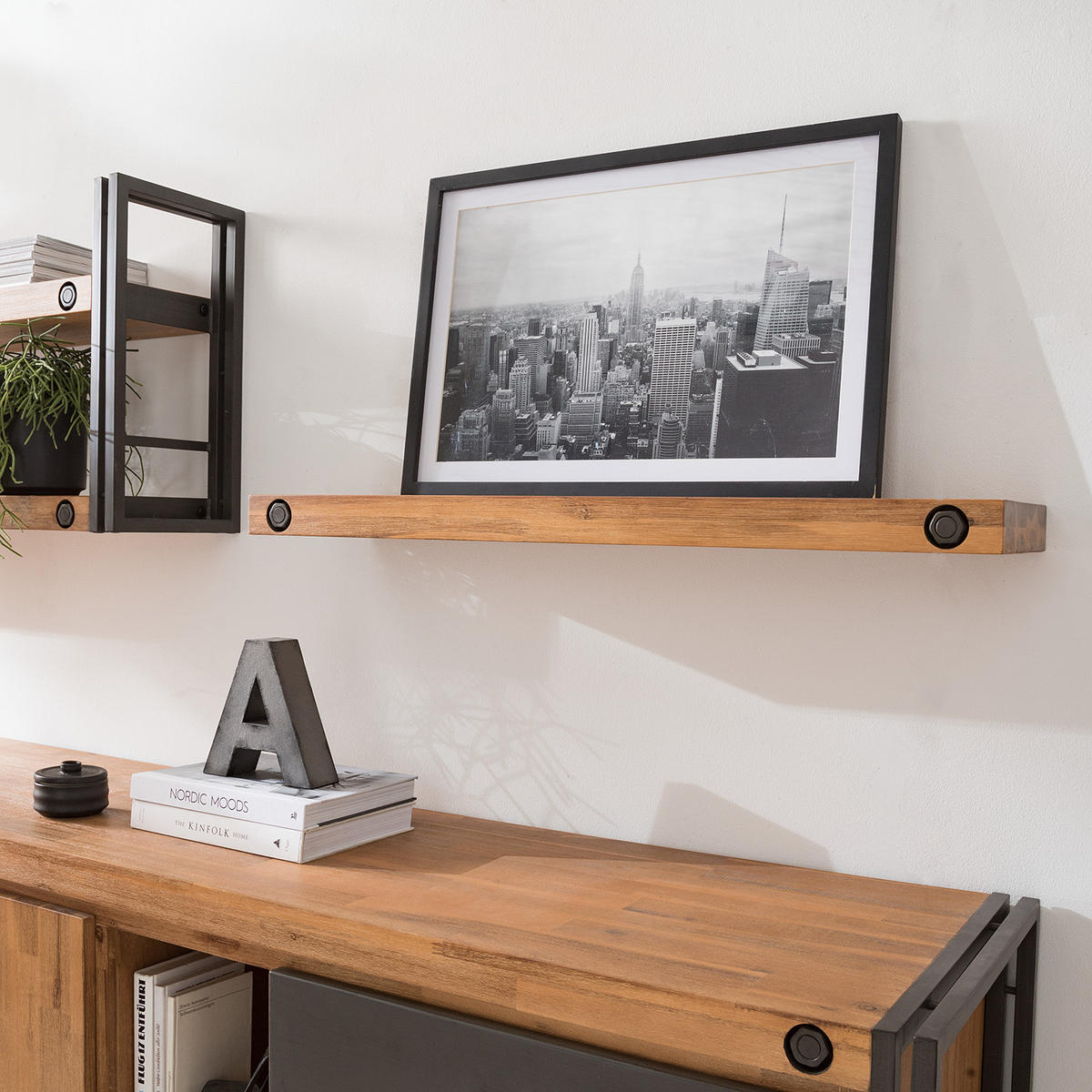 WANDBOARD - Akazie massiv - Akaziefarben, Holz (90/5/24cm) - home24