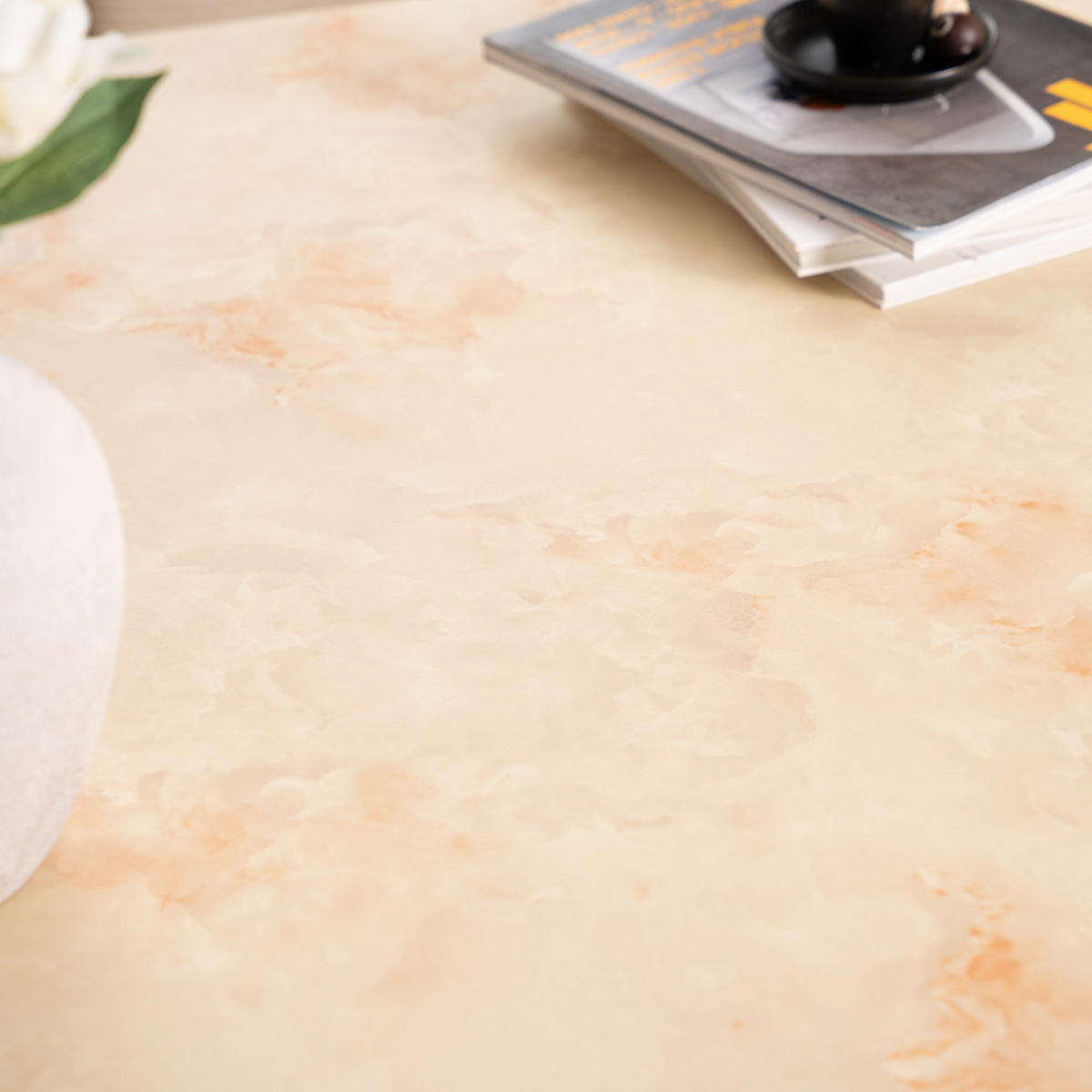 COUCHTISCH AMIRI XL - Sandstein, 95 x 35 x 95 cm - Beige, Holzwerkstoff/Textil (95/95/35cm) - Home Deluxe