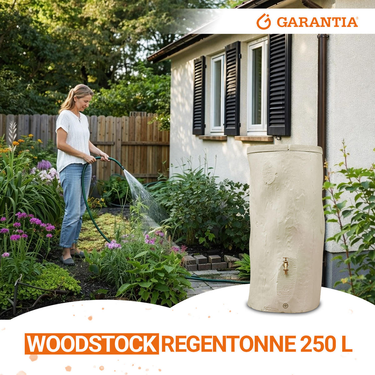 STOCK Regentonne 250 L, pine - Pinienfarben, Kunststoff (60/119/60cm) - GARANTIA