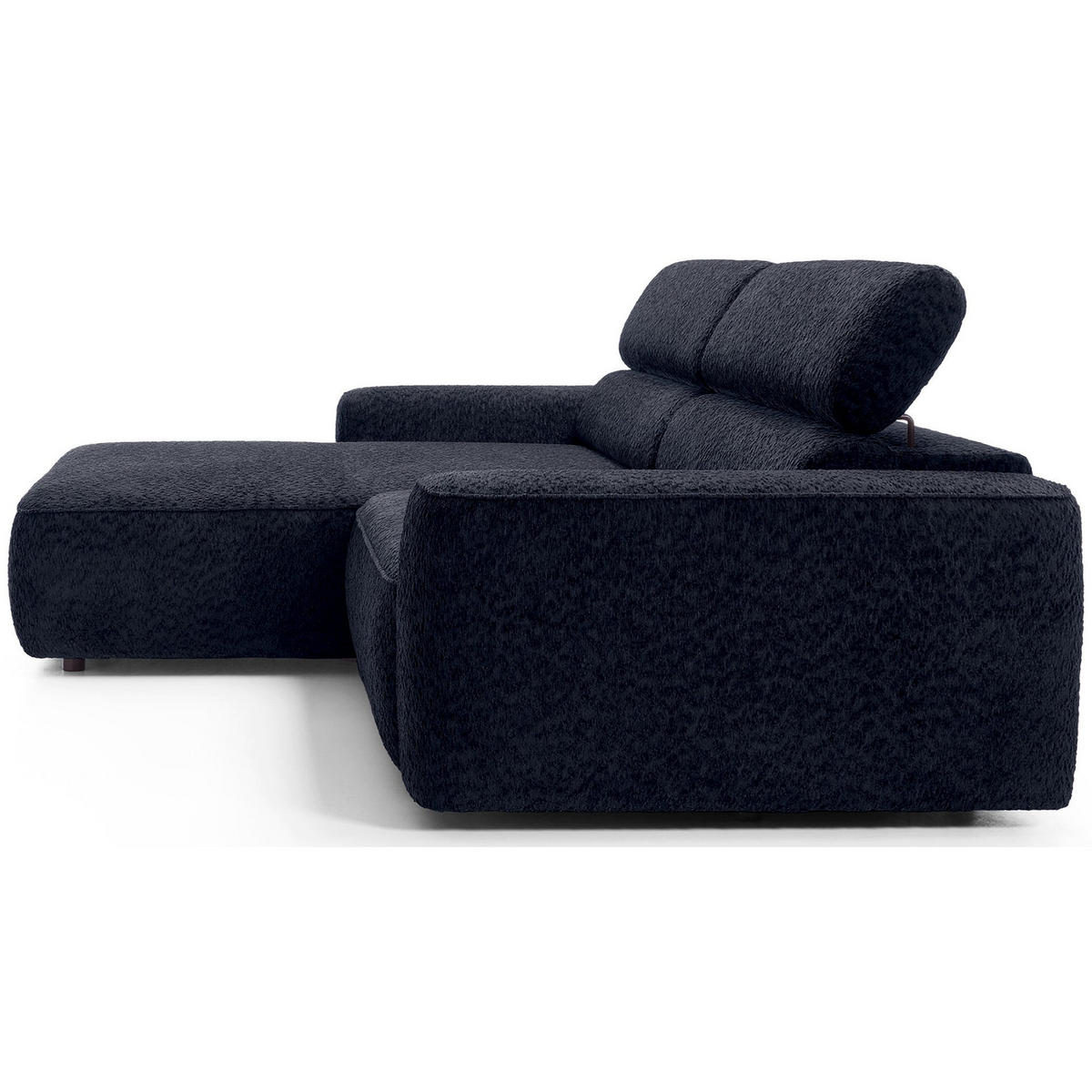 ROHOVÁ pohovka Fando s elektricky výsuvným sedákem, tmavě modrý ženil, levá - černá/tmavě modrá, textil/plast (252/182cm) - Selsey