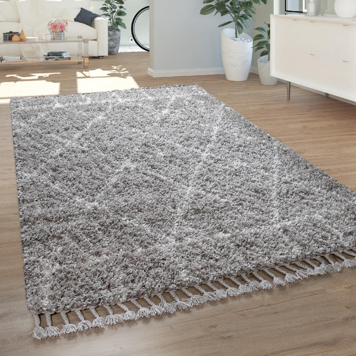 HOCHFLORTEPPICH 160/230 cm Nador 755 - Grau, Kunststoff (160/230cm) - Paco Home