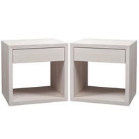 NACHTTISCH Hugo 2er Set, weiße Birke, 30/39/39 cm - Weiß, Holz (39/39/30cm) - WOODEK