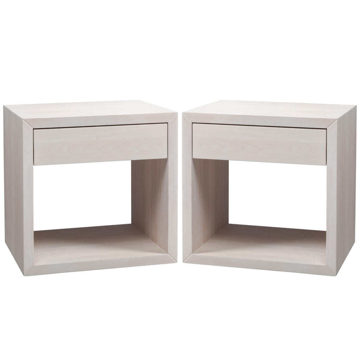 NACHTTISCH Hugo 2er Set, weiße Birke, 30/39/39 cm - Weiß, Holz (39/39/30cm) - WOODEK