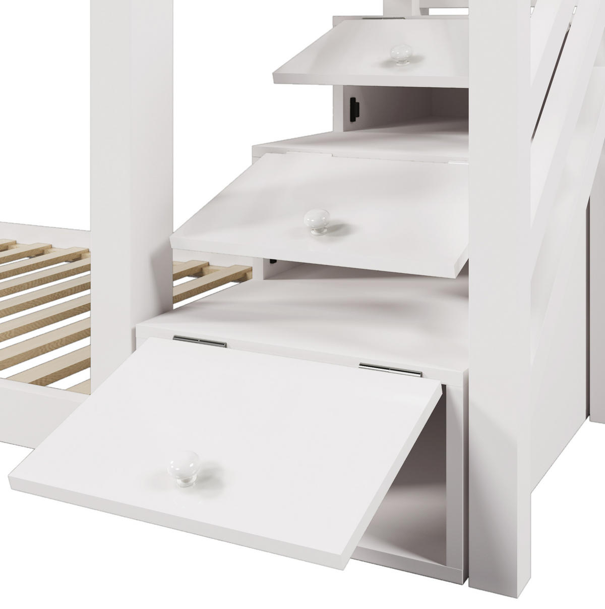 ETAGENBETT Weiß, 90/200 cm mit Stauraum und Schubladen - Weiß, Holz (90/200cm) - MIVRAY