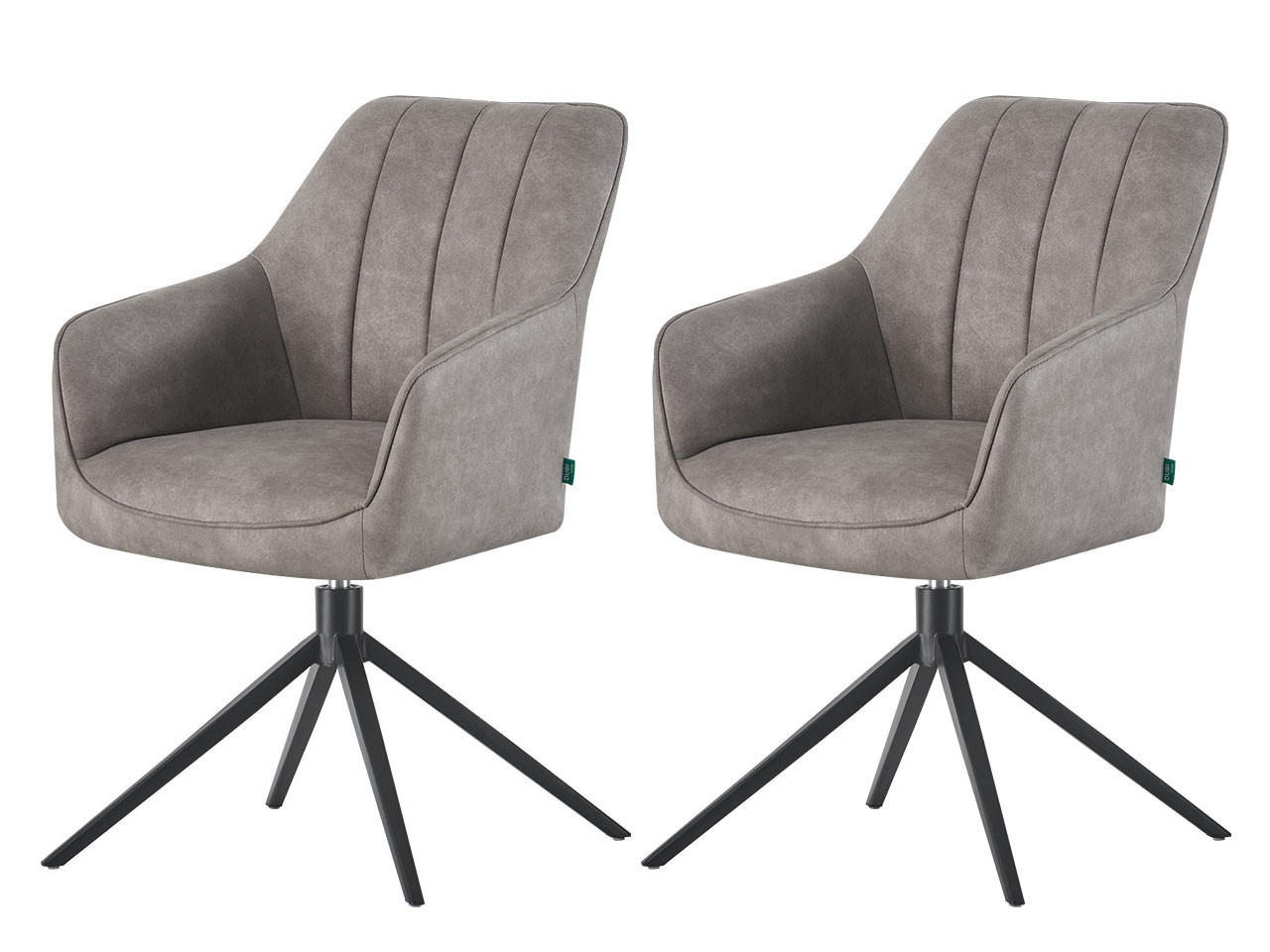 ESSZIMMERSTUHL THOMAS-MILA 2er-Set 360°drehbar - Schwarz/Grau, Textil (57/86/63cm) - DUBI Möbel