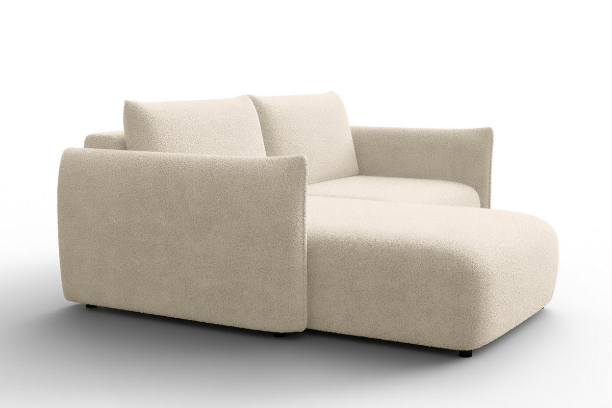 ECKSOFA TAUER 3-Sitzer LINKS, Bouclé-Stoff ecru - Ecru/Schwarz, Holz/Textil (173/206cm) - Courtois Laville