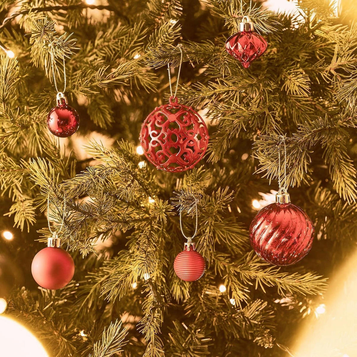 CHRISTBAUMKUGELN 100 Stück Set Rot - Rot, Kunststoff (6/6/6cm)