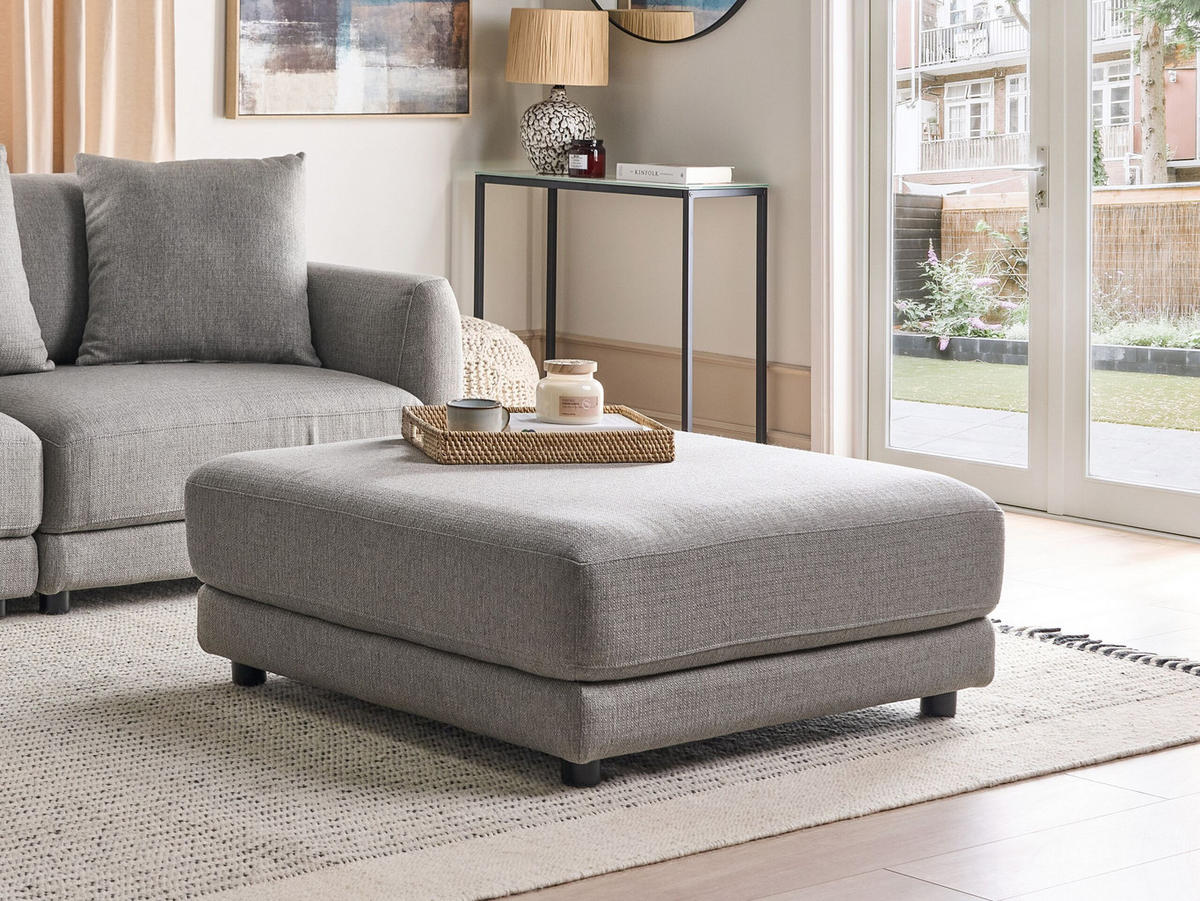 OTTOMANE Hellgrau Sigtuna - Hellgrau/Schwarz, Textil (102/43/102cm) - Beliani