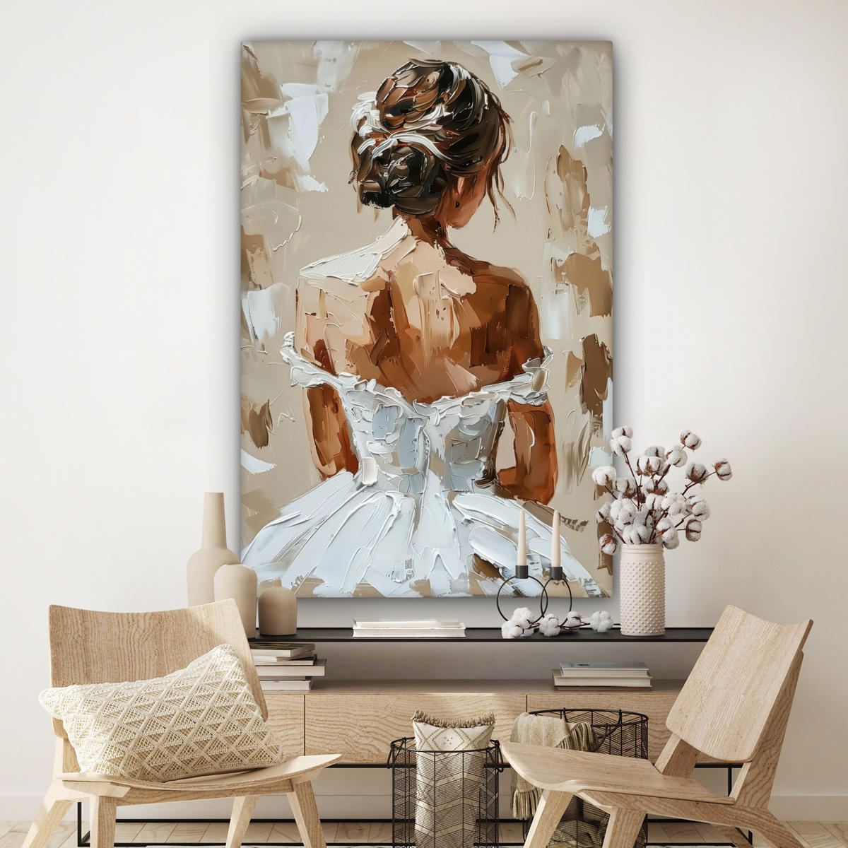 LEINWANDBILD Frau - Farbe - Abstrakt - Beige - Modern Deko Groß 90x140 cm - Sandfarben, Textil (90/140cm) - MuchoWow