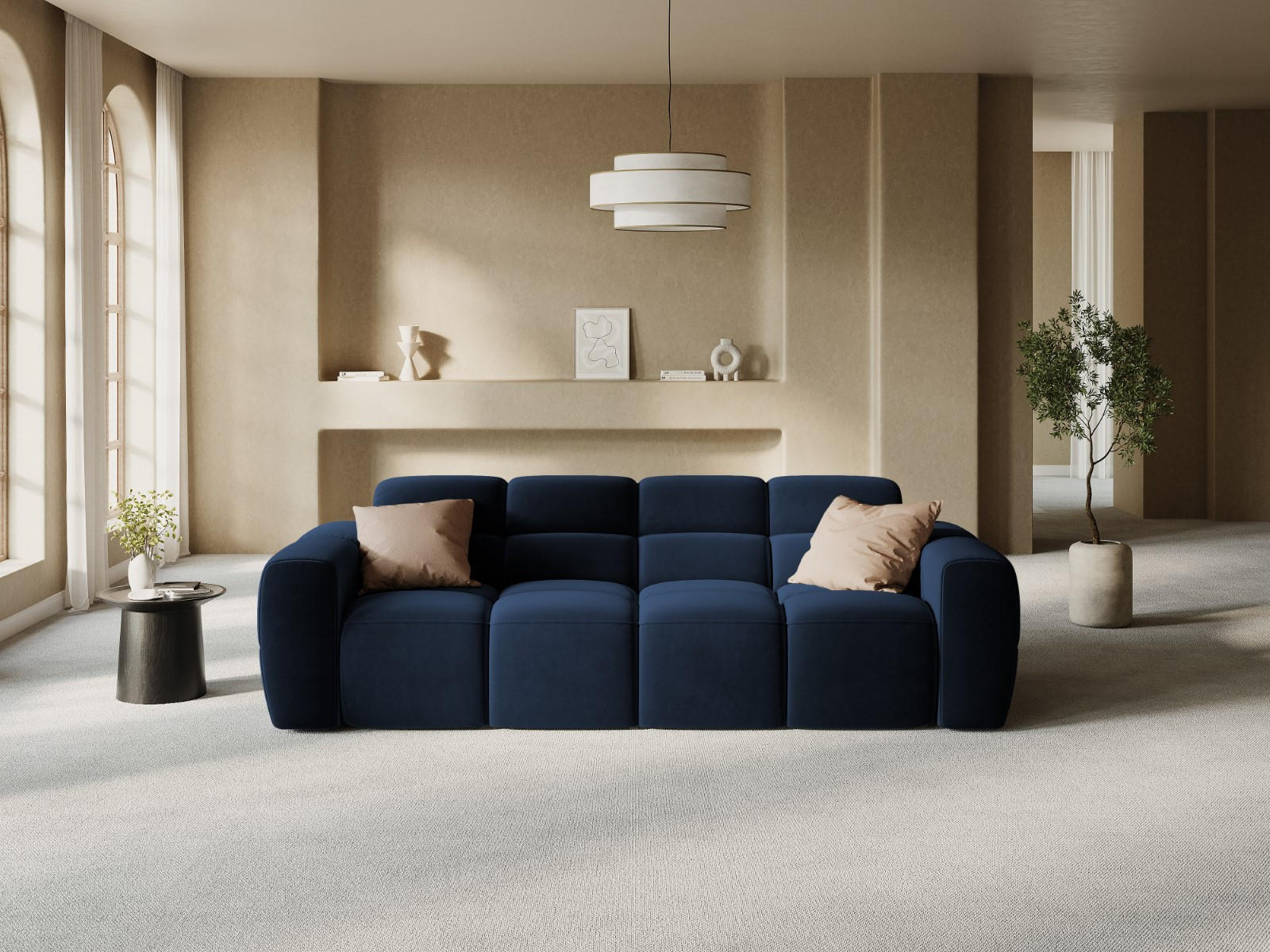 Thumbnail - Micadoni Sofa, Dunkelblau, Textil, 4-Sitzer, 256x77x101 cm, Hergestellt in Europa, Oeko-Tex®, Wohnzimmer, Sofas & Couche...