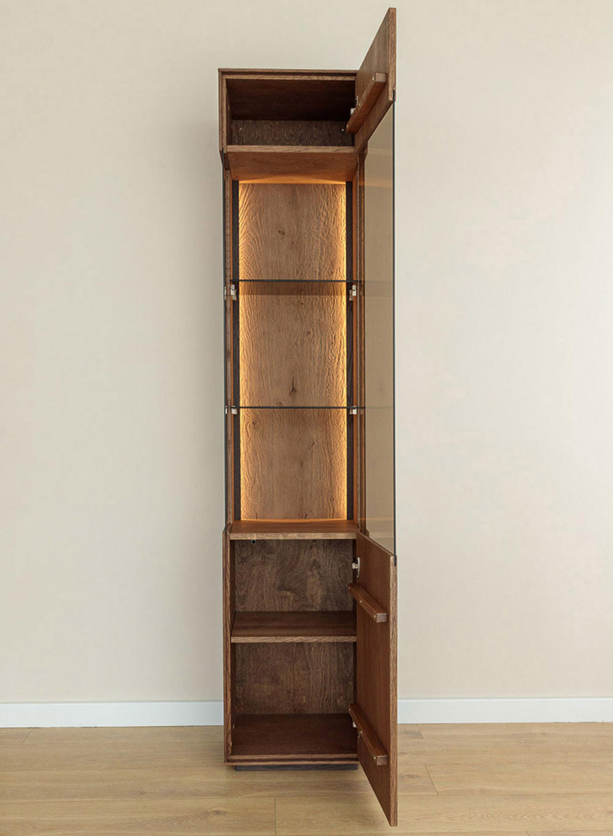 WOHNZIMMER-SET Collodi Widleiche Tabak (2-tlg) Türanschlag rechts - Wildeiche/Eichefarben, Holz (208/205/43.5cm) - Feldmann-Wohnen