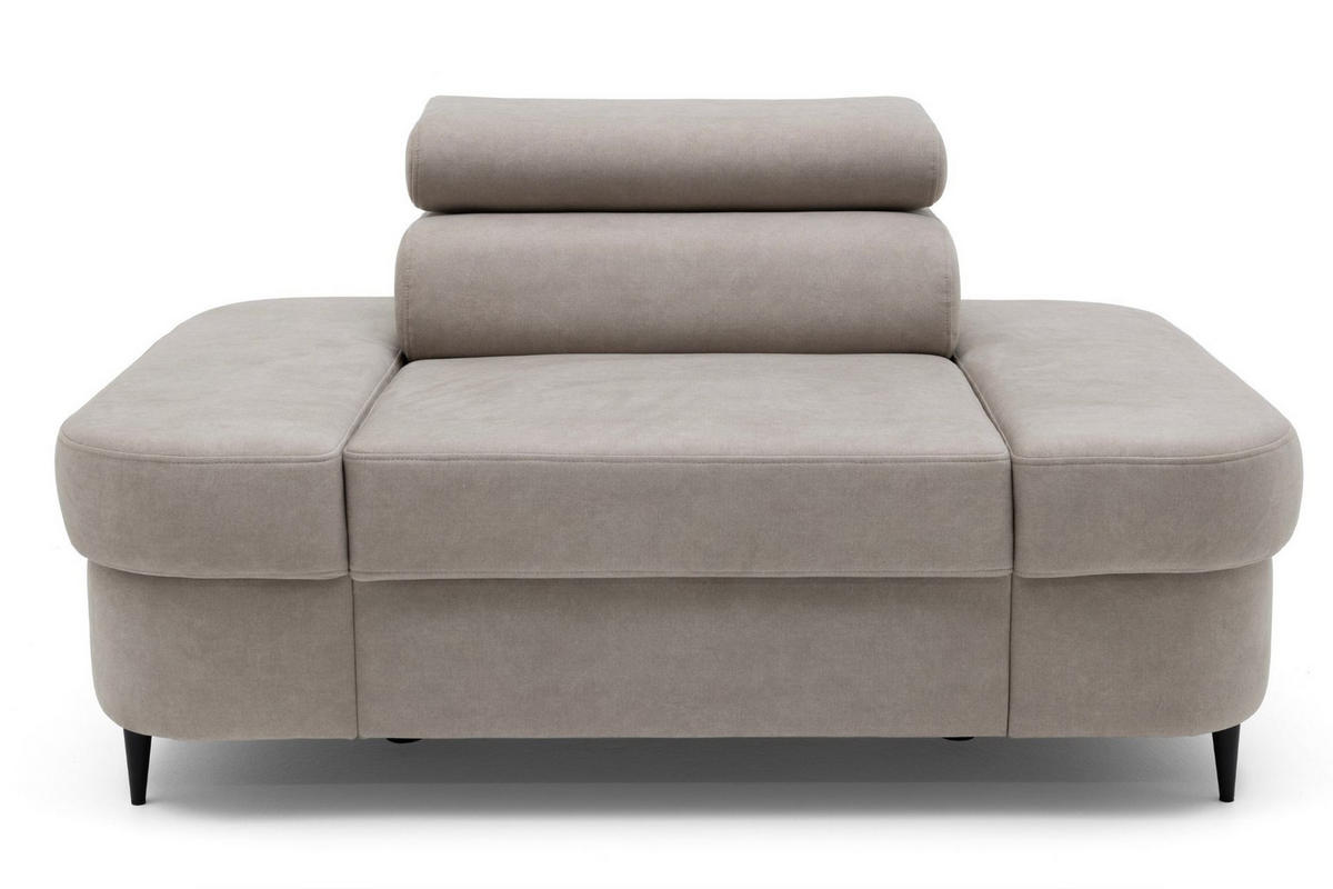 SESSEL PRIAM mit verstellbare Kopfstütze Velours Beige - Beige/Schwarz, Holz/Textil (145/97/105cm) - Muffo