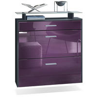 SCHUHSCHRANK Malea Fronten in Brombeer Hochglanz - Brombeere, Holzwerkstoff (89/96/23cm) - Vladon