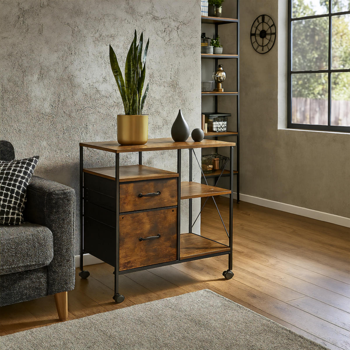ROLLCONTAINER - Braun, Holzwerkstoff/Kunststoff (76.5/75.5/40cm) - Relaxdays