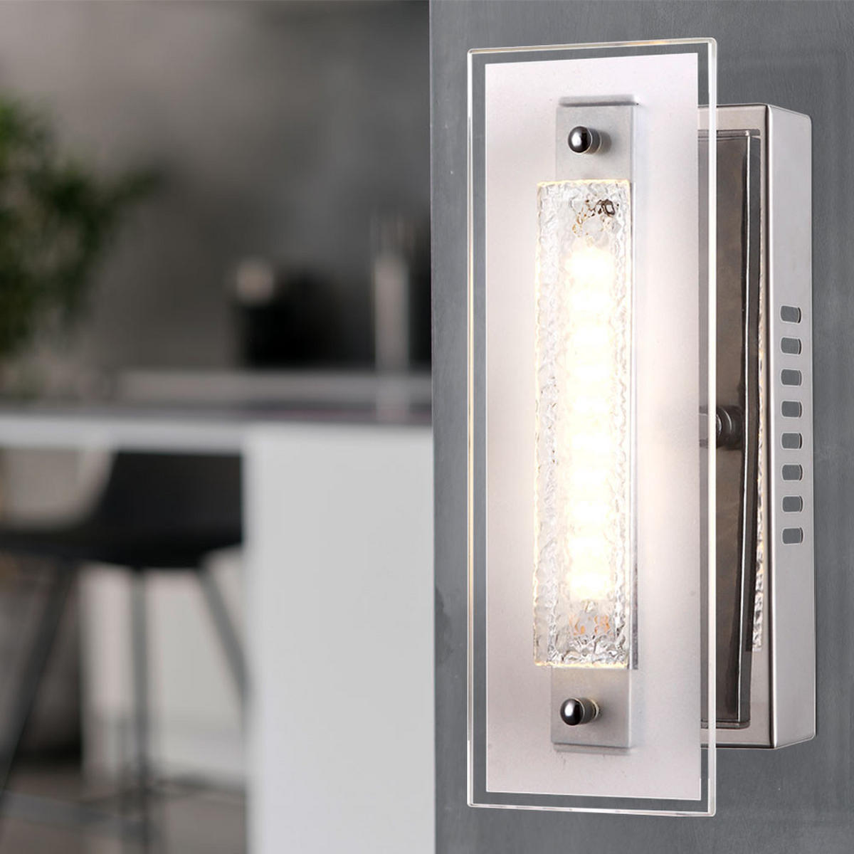 LED WANDLEUCHTE Metall Silber Kristalloptik - Silberfarben, Glas (8/23/11.5cm) - Globo Lighting