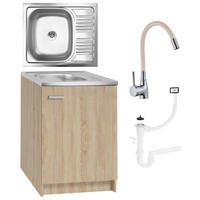 SPÜLUNTERSCHRANK 60cm mit Spüle + Armatur + Siphon Sonoma-Eiche - Sonoma Eiche, Holzwerkstoff (60/82/50cm) - Stamar