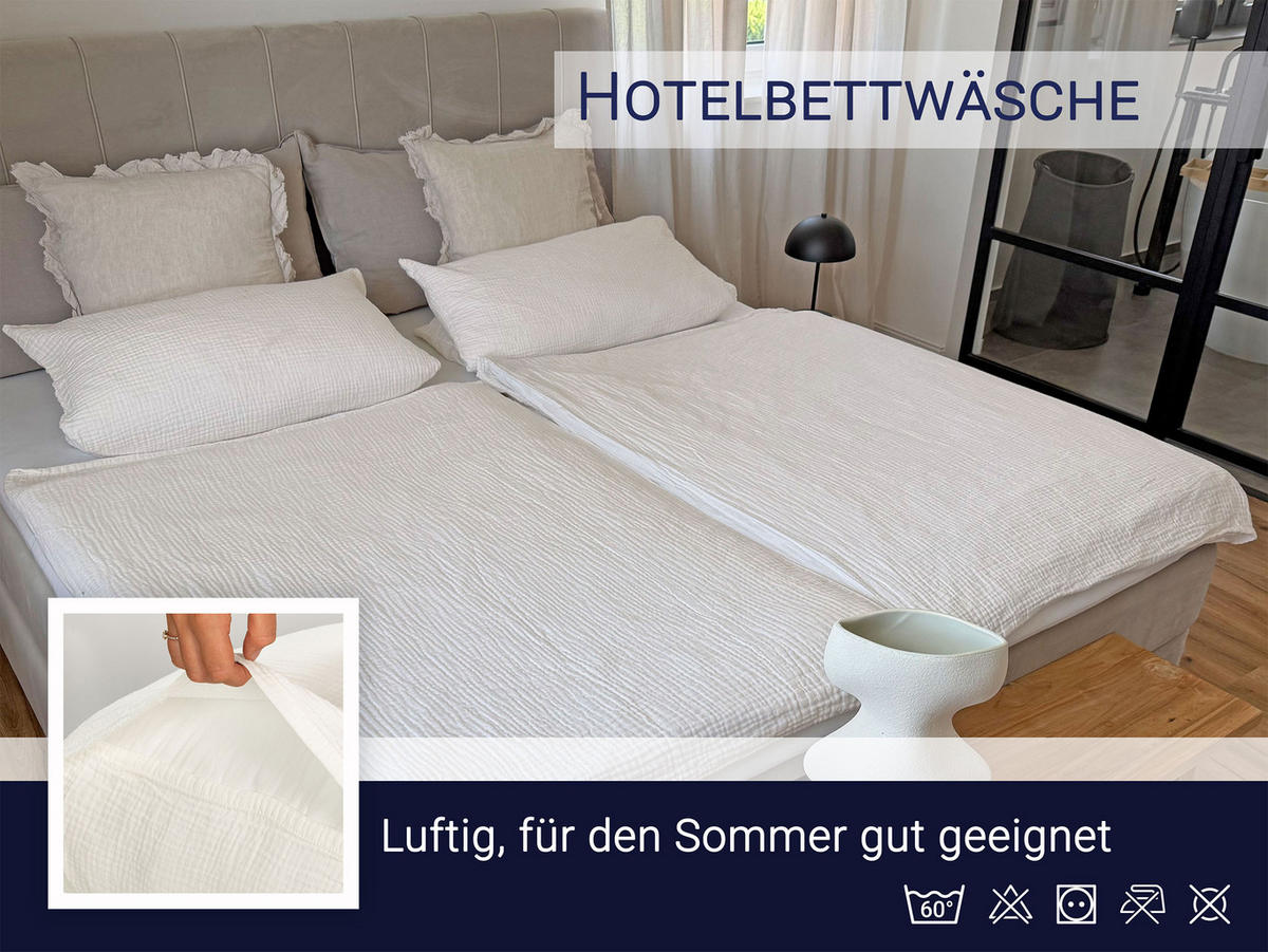 BETTWÄSCHE, 2er-Set, 80x80+135x200 cm, 100% Baumwolle, Beige - Creme, Textil (135/200cm) - Zollner