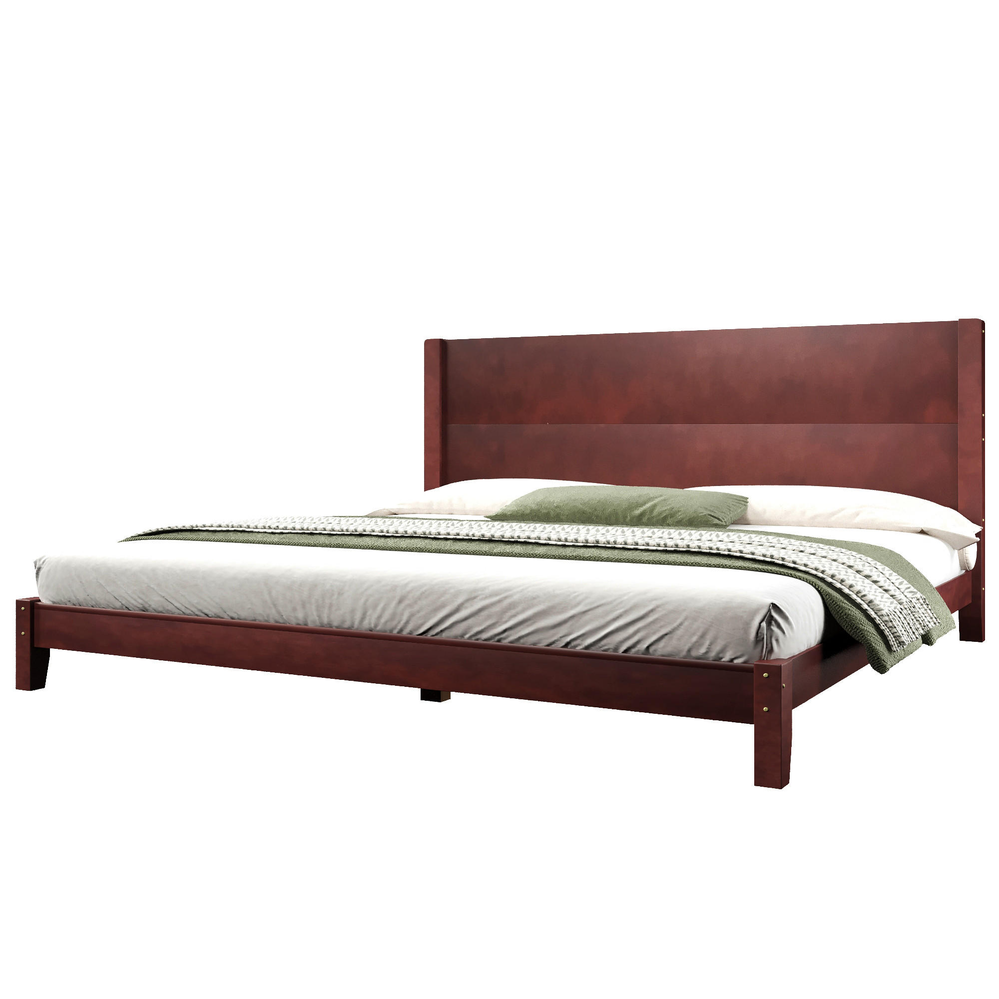 PLATTFORMBETT 180x200 cm mit Kopfteil und Lattenrost, MDF und Kiefernholz, braun - Braun, Holzwerkstoff (180/200cm) - Luhomfu