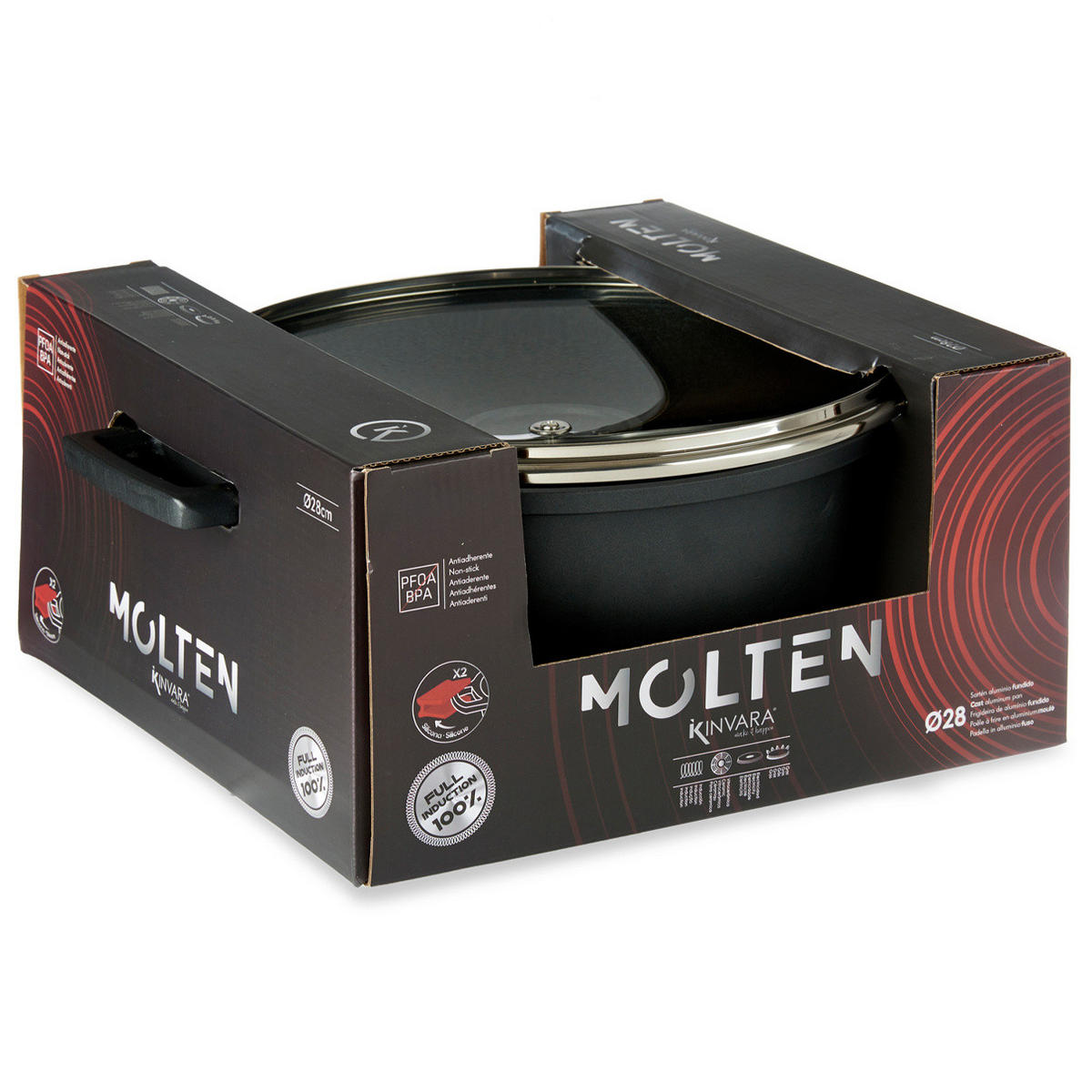 TOPF Molten Ø 28 cm mit Deckel - Schwarz, Metall (36.5cm) - Kinvara