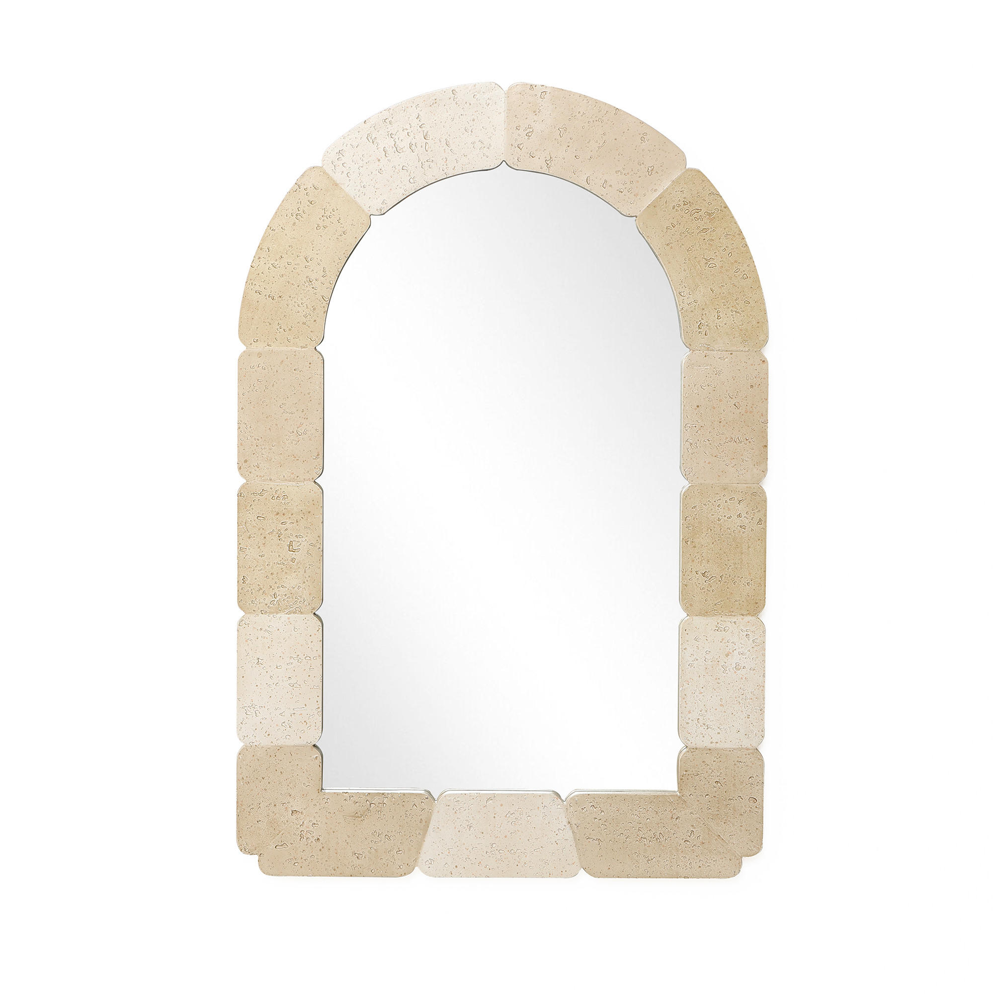 78CM H Bogenförmiger Wandspiegel, Geeignet für Wohnzimmer, Schlafzimmer, Badezimmer und Flur Boho-Stil MDF-Material - Beige/Hellgelb, Holz/Kunststoff (78/3/52cm) - Hometopia