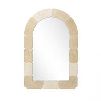 78CM H Bogenförmiger Wandspiegel, Geeignet für Wohnzimmer, Schlafzimmer, Badezimmer und Flur Boho-Stil MDF-Material - Beige/Hellgelb, Holz/Kunststoff (78/3/52cm) - Hometopia