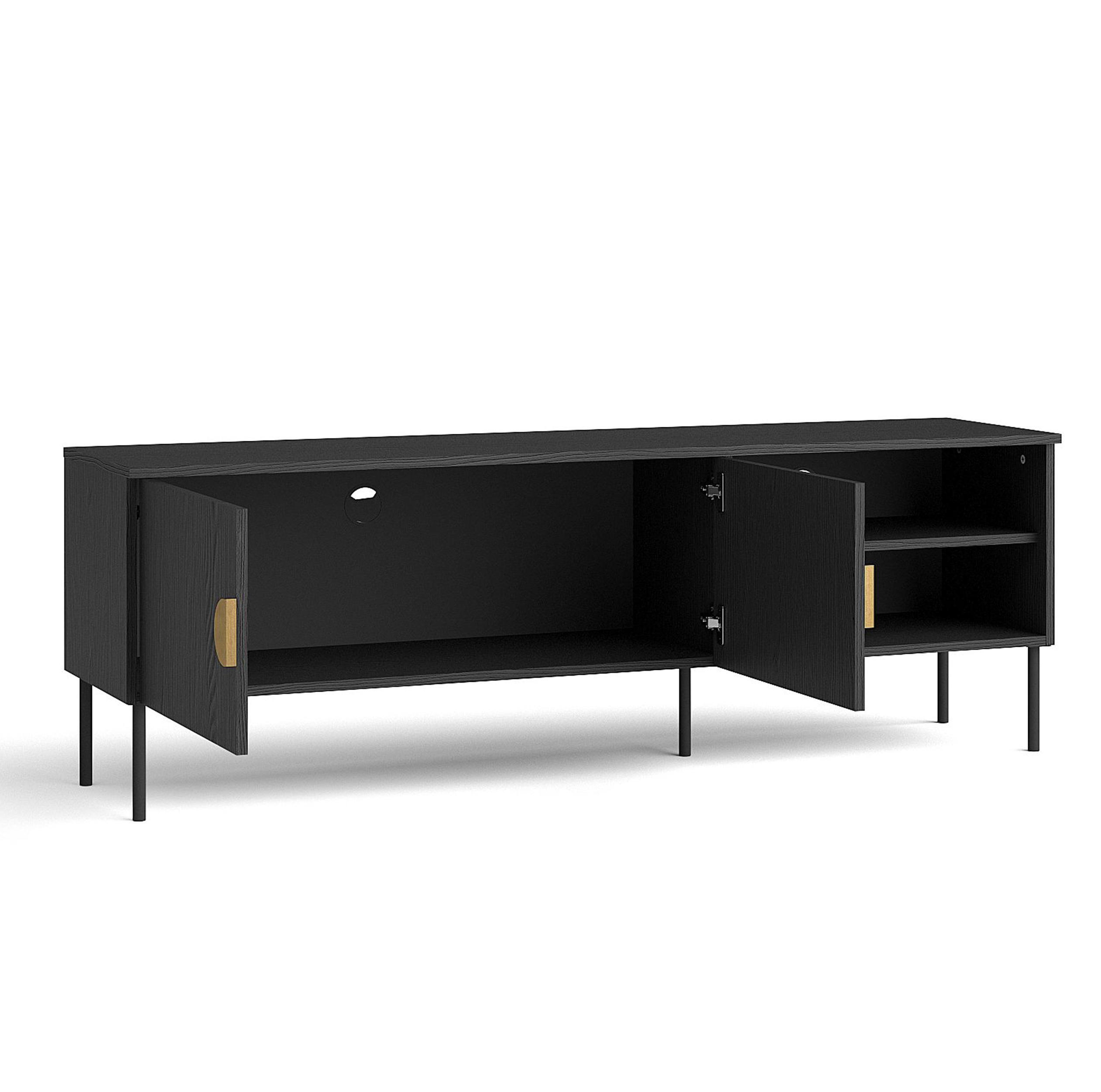 LOWBOARD Brunelli 2T Dunkelgrau 160/54/40 cm – mit offener Ablage - Dunkelgrau/Schwarz, Holzwerkstoff/Metall (160/54/40cm) - AX Living