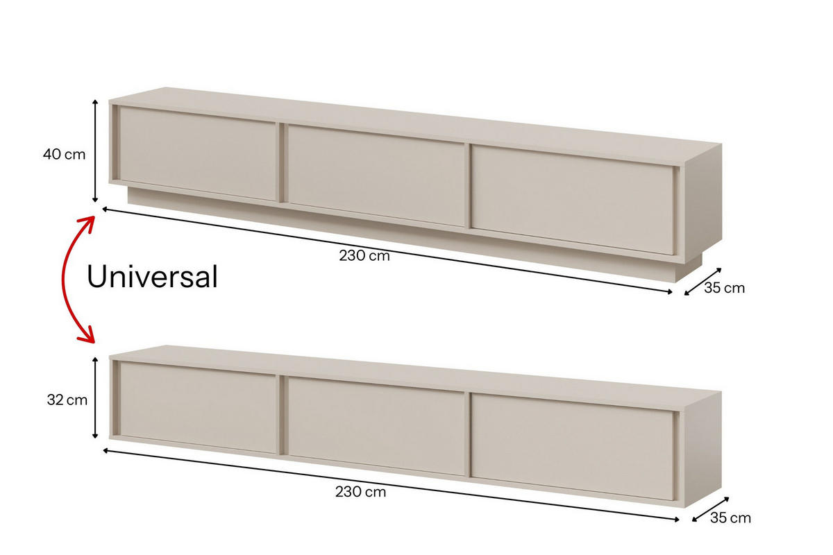 TV-ELEMENT VELORA 230/40/35 cm in Kaschmir - Kaschmir, Holzwerkstoff (230/40/35cm) - Deine Möbel 24